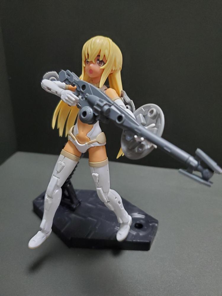 おっきめの銃をもって謎ポーズ